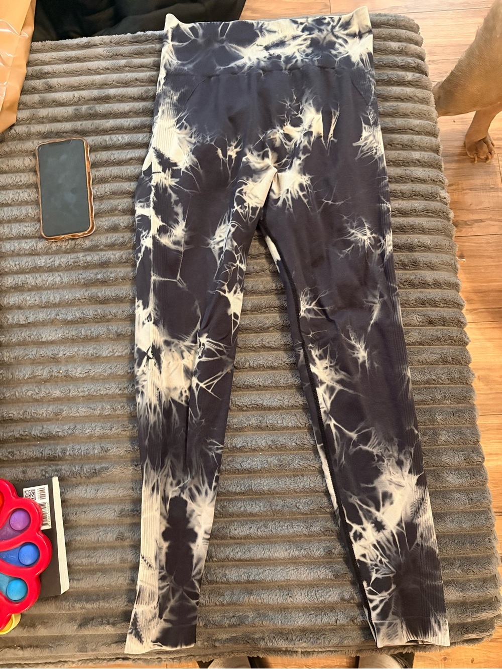 Tie-Dye Leggings - Black & Cream